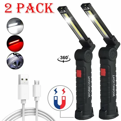 2 Rechargeable LED COB Work Light Mechanic Flashlight Lamp Magnetic Base Bright • $12.49