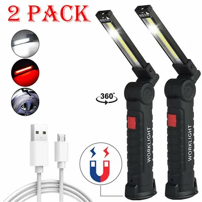 2X 990000LM Work Light Rechargeable Small Torch Workshop COB LED Magnetic Lamp • $12.49