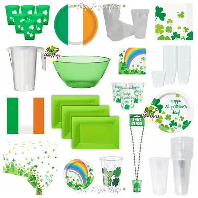 £6.95 • Buy ST. PATRICKS DAY PARTY TABLEWARE Irish Bowls Plates Cups Tablecloth Shot Glass☘️