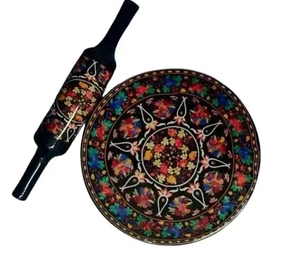 Flower Printed Marble Chakla/Rolling Board And Wooden Belan/Rolling Pin • $100