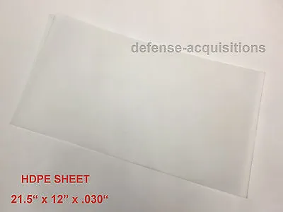 $3.39 • Buy HDPE High Density Polyethylene Plastic Sheet - Flexible - .030  X 12  X 21.5 