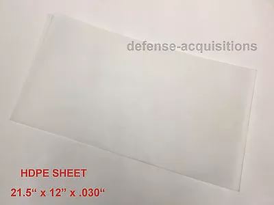 $3.39 • Buy HDPE High Density Polyethylene Plastic Sheet - Flexible - .030  X 12  X 21.5 
