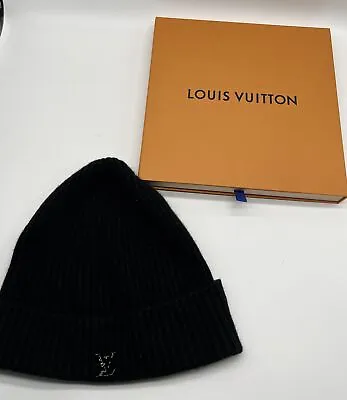Louis Vuitton Men's LV Ahead Beanie 1.1 In Black Ribbed Cashmere  • $255