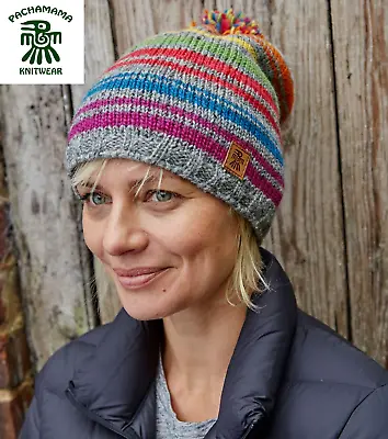 £13.49 • Buy Pachamama Bobble Beanie Hat, 100% Wool , Hexham Hand Made In Nepal, Fair Trade