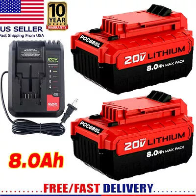 2x 8.0Ah 20 Volt Lithium-Ion Battery For PORTER CABLE 20V Max PCC680L PCC685L US • $41.98