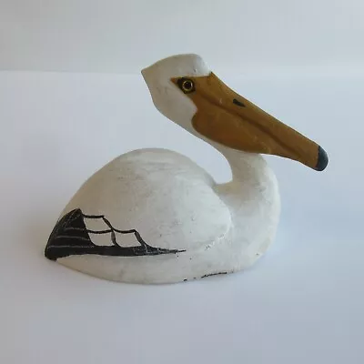 Steve  Bubbles  Merritt Chincoteague VA SIGNED Pelican Carving  Small Decoy Art • $90