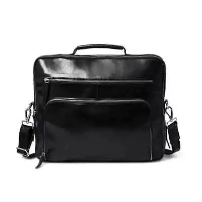 16 Inch Classic Genuine Leather Messenger Briefcase Bag With Zipper Compartments • $84.99