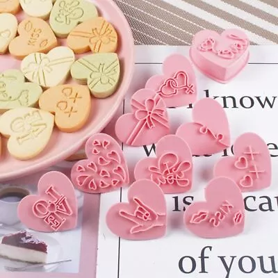 Tool Baking Mould Plunger Love Heart Biscuit Mold Valentine's Day Cookie Cutter • £5.66