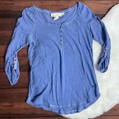 H&M L.O.G.G. Blue Quarter Sleeve Henley Top Size Small • $8.02