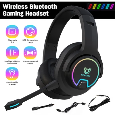 $49.99 • Buy Wireless Gaming Headset Stereo LED Headphones With Mic For PC Desktop Laptop