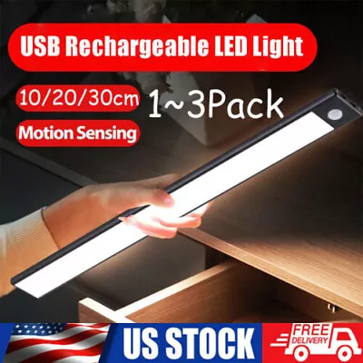$25.39 • Buy LED Motion Sensor Under Cabinet Closet Light USB Rechargeable Kitchen Lamp Strip