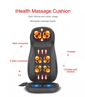 $134.95 • Buy IHealth Luxury Full Body Neck Back 12 Nodes Vibration Heat Car Massage Cushion