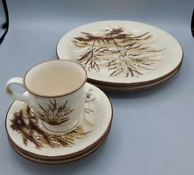 VINTAGE VERA FOR MIKASA DUNE GRASS DINNER PLATES Saucers & Cup Brown Speckled  • $22