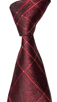 New Deep Red Classic JACQUARD WOVEN 100% Silk Men's Tie Necktie • $0.01