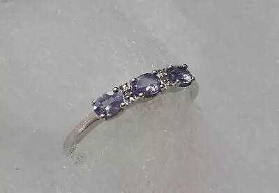 Spectacular 0.4 CT Tw 3 Stone Tanzanite Band Size 7.25 • £86.85