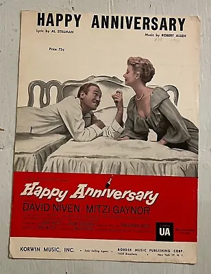 1959 Happy Anniversary David Niven Mitzi Gaynor Vintage Sheet Music • $46.95