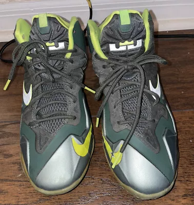 Nike Air Lebron James XI 621712-302 Dark Green Neon Volt SZ 7Y • $9.99