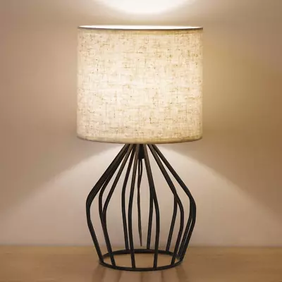 Black Modern Table Lamp - Minimalist Small Bedside With Hollowed Out Base  • $37.99