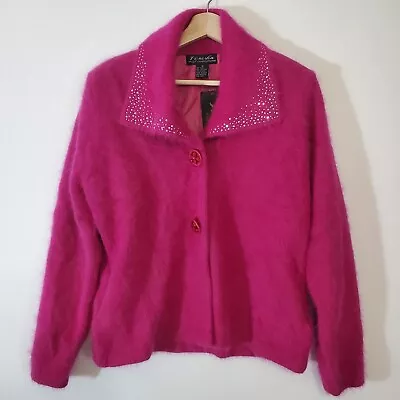 VTG Venesha Jacket Sweater SZ Med Fuchsia Pink Womens 80% ANGORA Lined Soft NWT • $26.69