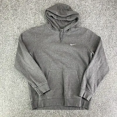 Nike Mens Gray Large Hoodie Fleece SweatShirt Kangaroo Pocket Draw String Logo • $13.41