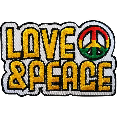 £2.79 • Buy Embroidered Love And Peace Patch Badge Iron Sew On Hippie Rasta Reggae Sign Logo