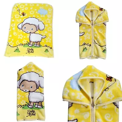 The World Of Baby Mink Yellow Baby Blanket Bag Unisex Lamb Stars Moon Zip Snap • $32.98