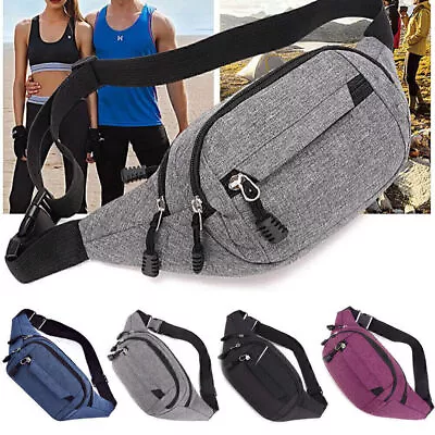 Waist Bum Bag Women Mens Fanny Pack Holiday Travel Money Belt Zip Pouch Wallet • £4.79