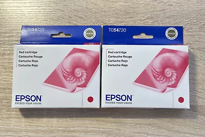 2 NEW Sealed Epson T054720 Red Ink Cartridge For Stylus Photo R800 R1800 Expired • $19