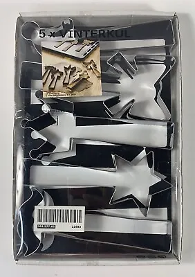 IKEA VINTERKUL Stainless Steel Cookie Cutters Crown Bow Star Mustache Set Of 5 • $12.95