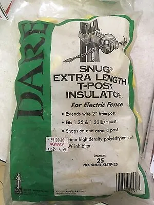 CLEARANCE Dare Snug Extra Length T-Post Insulator 125 Count • $25.74
