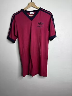 Vintage 80s Adidas Trefoil Logo Short Sleeve T Shirt Men’s Size Medium Red • $17.99