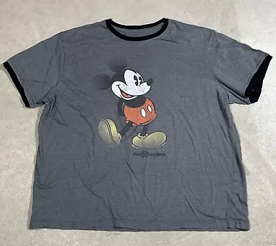 Disney Mickey Mouse Ringer Tee Gray T Shirt Size XXL Disneyworld • $22.50