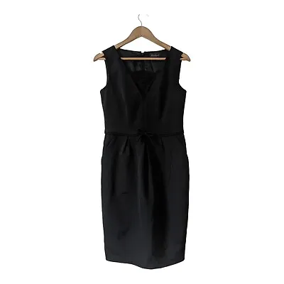 £64.99 • Buy LUISA SPAGNOLI Occasion Dress UK 14 Black Lace Detail V Neck Knee Length Pockets