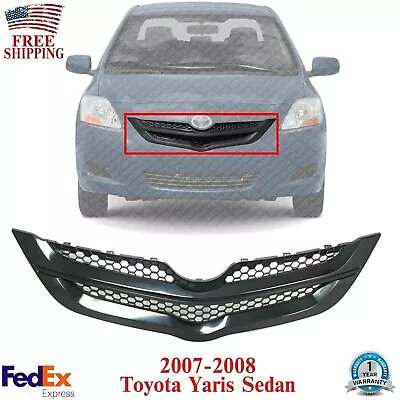 Front Bumper Upper Grille Textured Black For 2007-2008 Toyota Yaris Sedan • $32.14