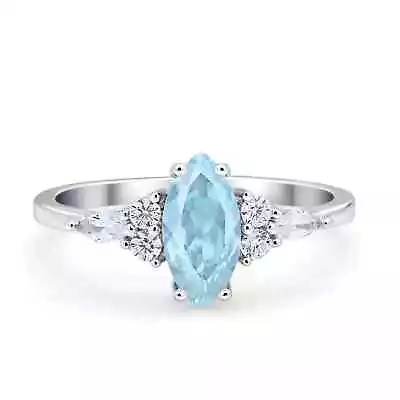 Vintage Style Wedding Ring Marquise Simulated CZ 925 Sterling Silver • $22.49