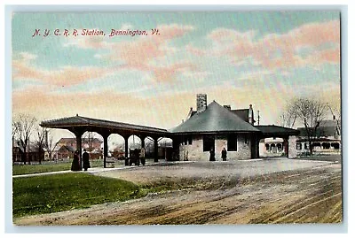 C1910's N. Y. C. R. R. Railroad Station Depot Bennington Vermont VT Postcard • $9.98
