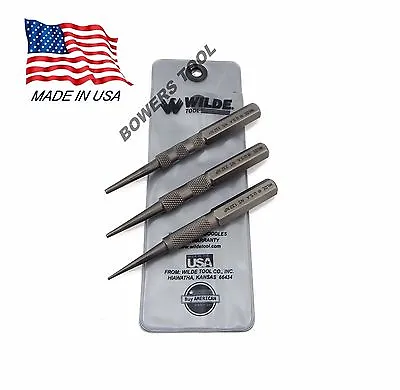 Wilde Tool 3pc Nail Set MADE IN USA High Carbon Steel 1/32 1/16 3/32 PT Cut • $12.79
