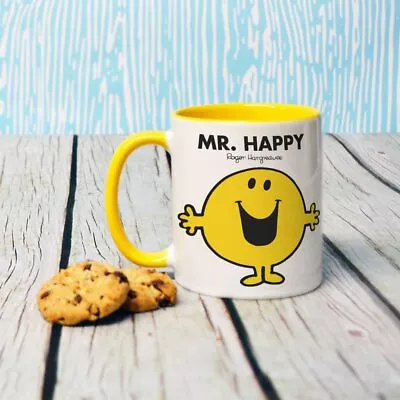 Mr Men Porcelain Mug Mr Happy 11oz Coffee Cup Kitchen Dining Drinkware Yellow • £12