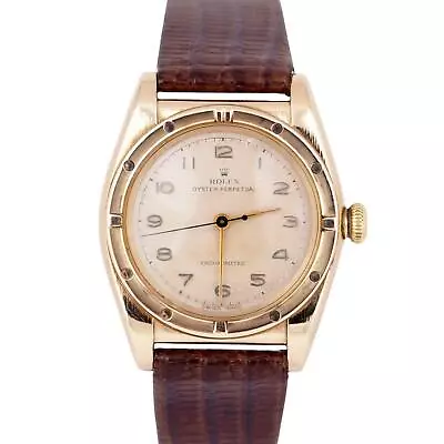 1946 Vintage Rolex Oyster Perpetual 14K GOLD Bubbleback 3372 White 32mm Watch • $4493.44