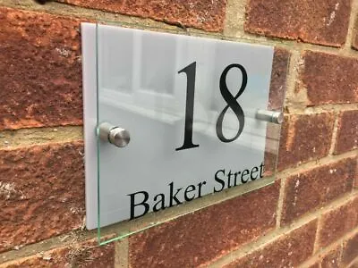 Modern HOUSE PLAQUES / PLAQUE / DOOR / NUMBER / GLASS EFFECT ACRYLIC / Wall Sign • £3.99