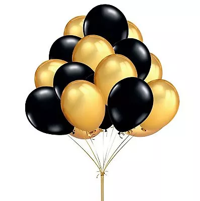 Gold & Black Metallic Balloons Helium Quality Baloons Birthday Wedding Party UK  • $5.04