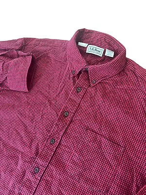Vintage 90s LL Bean Men’s XL Check Plaid Medium Weight Flannel Long Sleeve Shirt • $16.40