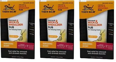 Tiger Balm Neck And Shoulder Rub Pain Relieving Cream 1.76 Oz X 3 Packs • $28.26
