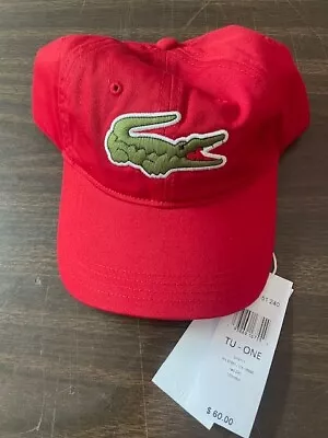 Lacoste Big Croc Logo Unisex Red Baseball Cap Hat- New With Tag • $25