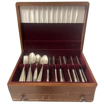 Vintage 72 Piece Set  Silver Plate Silverware With Chest • $75