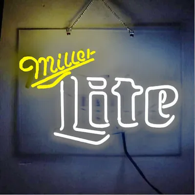 Miller Lite Neon Beer Sign Home Bar Store Pub Decor Vintage Neon Bar Signs 19x15 • $141