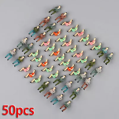 50Pcs Set Model Train Sitting Figures 1:50 Scale People Scenery DIY Miniature • £8.04