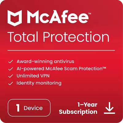 McAfee Total Protection 2024 | Antivirus Internet Security Software | Download • $19.99