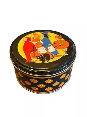 Halloween Vintage Tin W/ Lid Trick Or Treat Vintage 1986 The Tin Box Company • $7.99