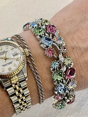 Lisner Vintage Beautiful Colorful Crystal Stones Statement Bracelet  • $24.99